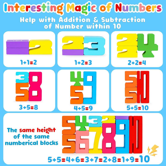 3D Wooden Number Blocks Puzzle Set | Educational Toy for Kids