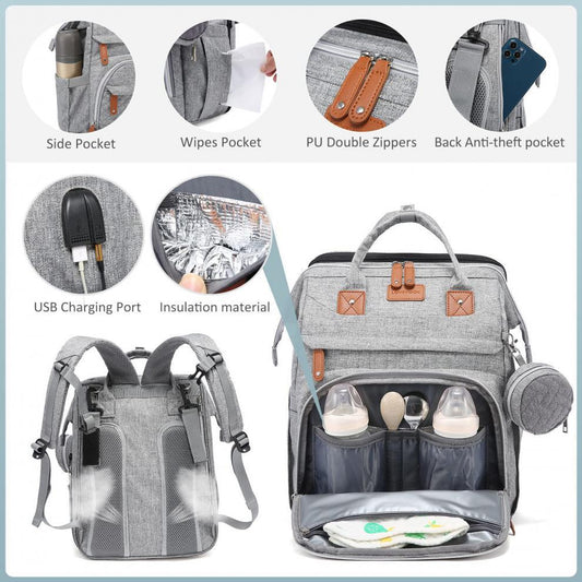 Diaper Changing Backpack with Multi-Pocket Storage