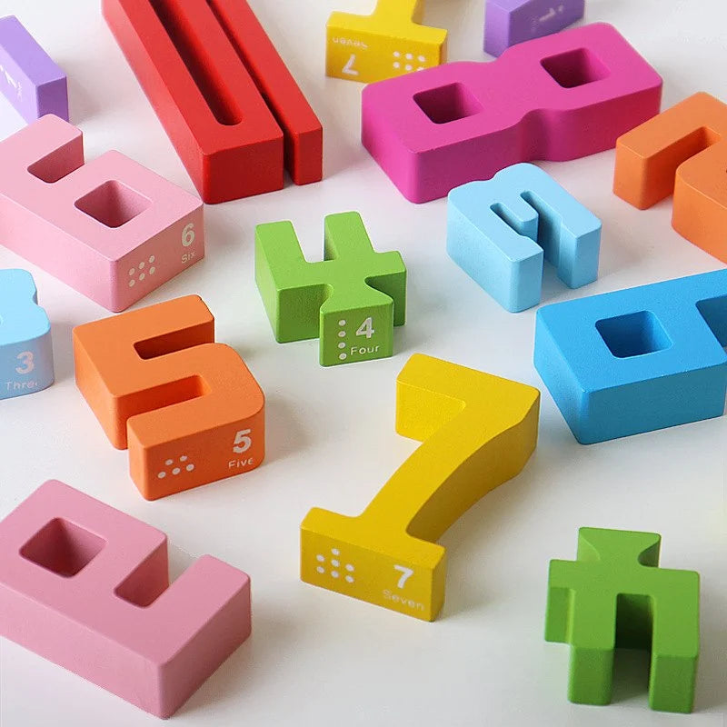 3D Wooden Number Blocks Puzzle Set | Educational Toy for Kids