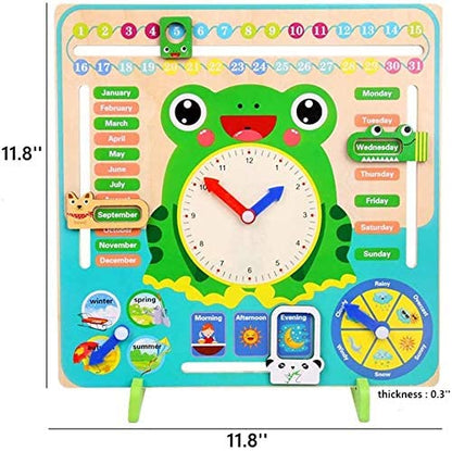 Wooden Educational Calendar Clock with Multiple Activities