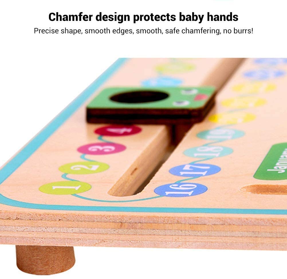 Wooden Educational Calendar Clock with Multiple Activities