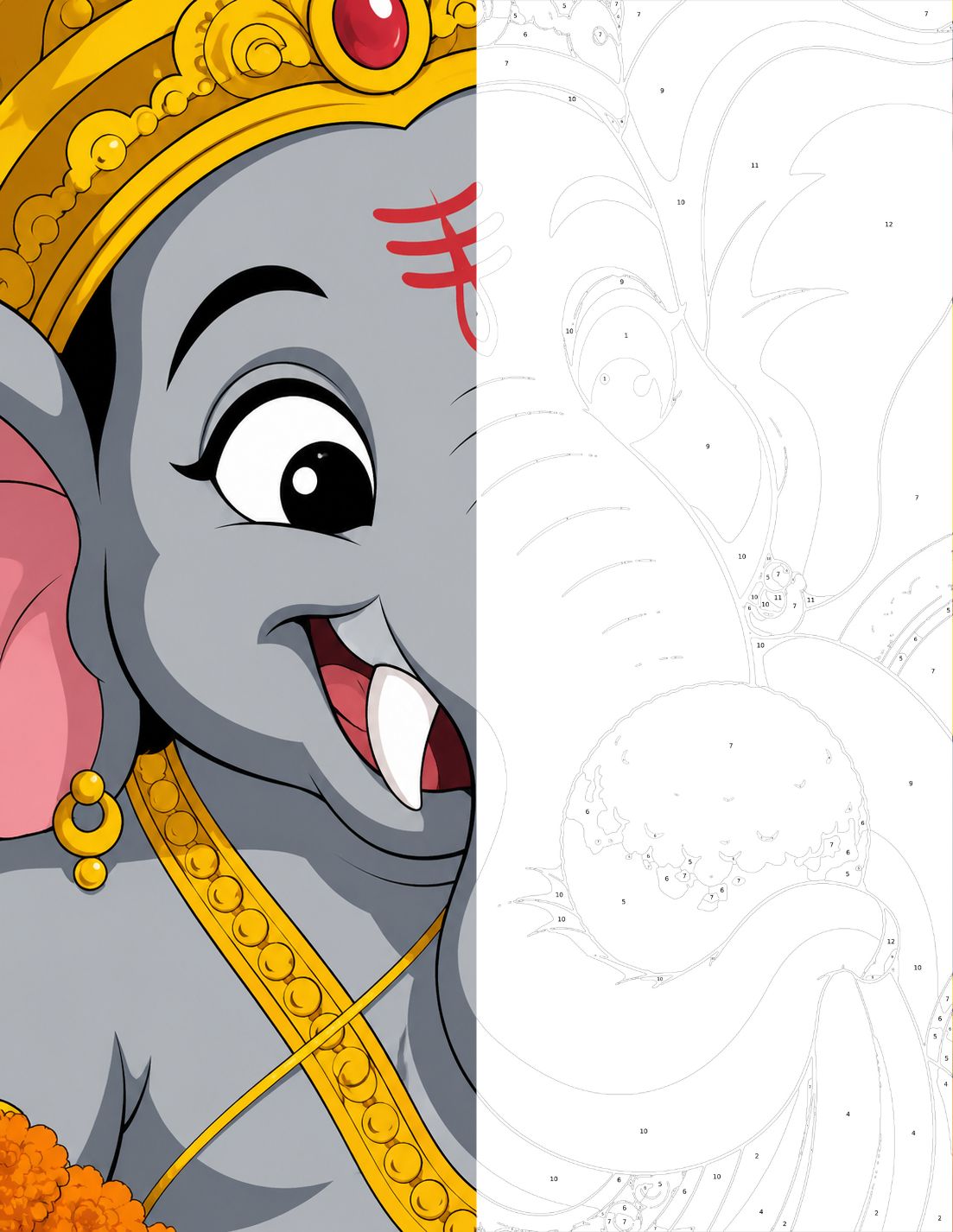 Hindu Gods: A Color by Number Book (50 Pages)