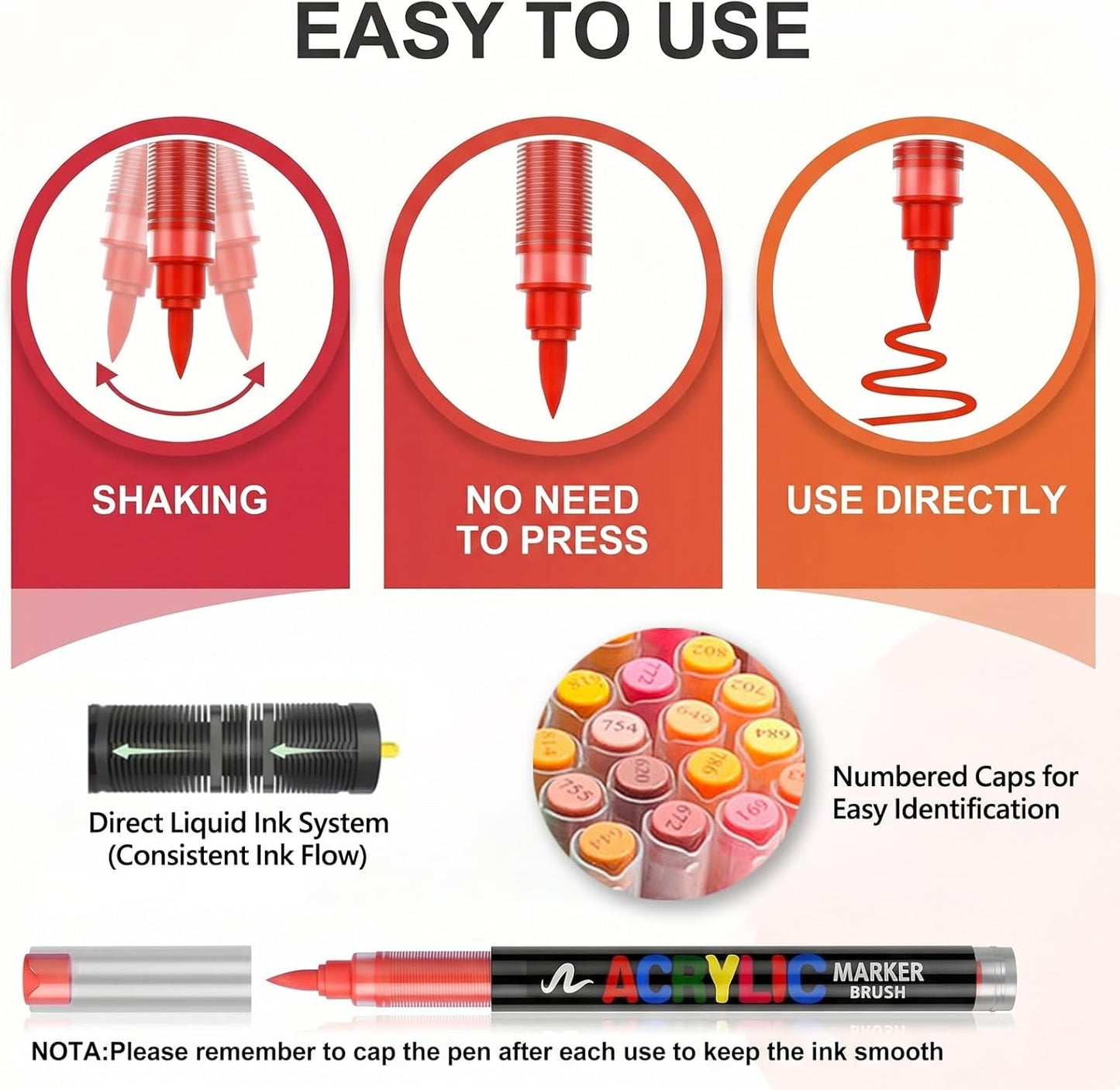 Acrylic Brush Marker set of 36 Colors