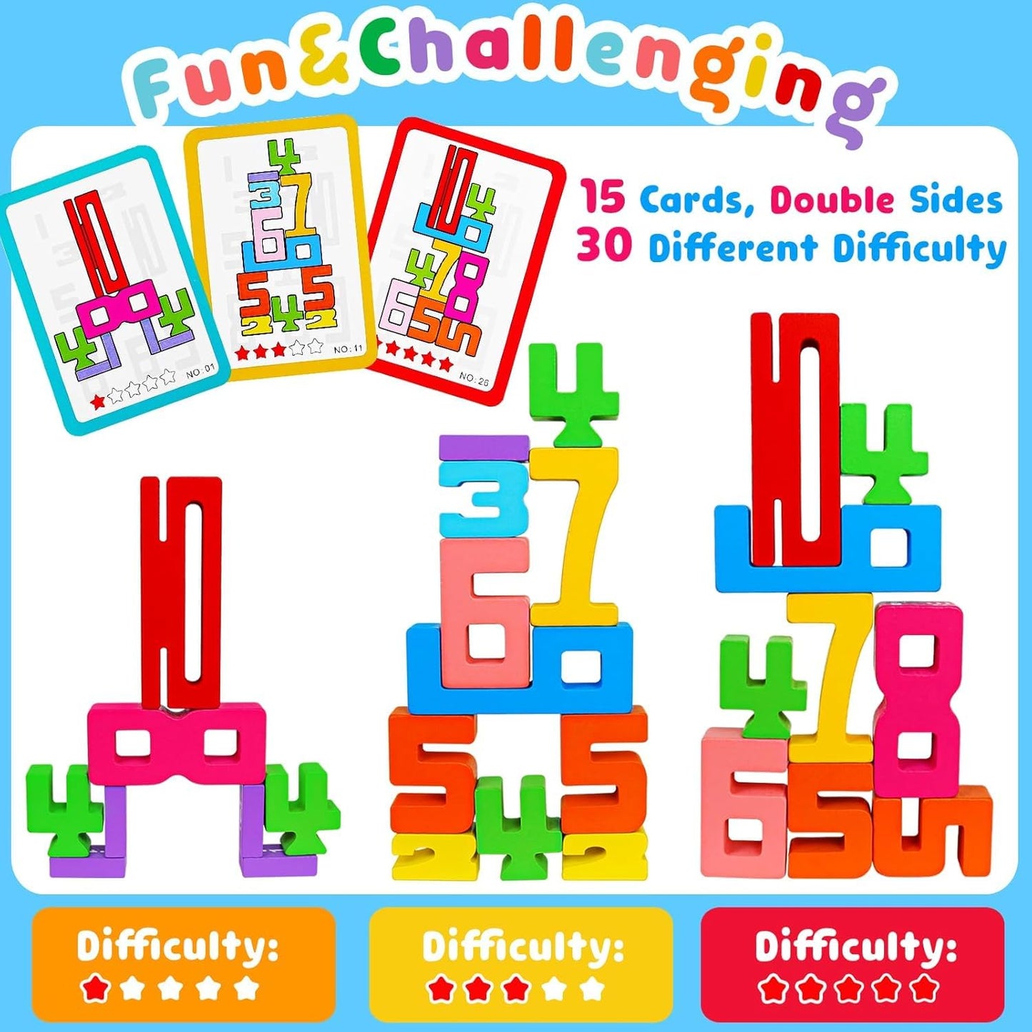 3D Wooden Number Blocks Puzzle Set | Educational Toy for Kids