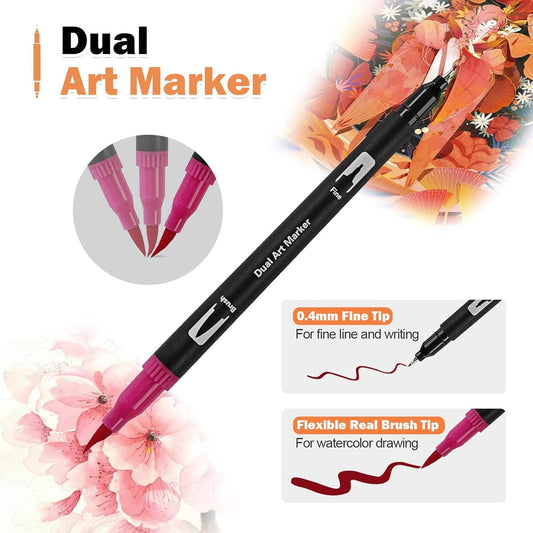 24 Colors Dual Tip Art Markers Sketch Pens