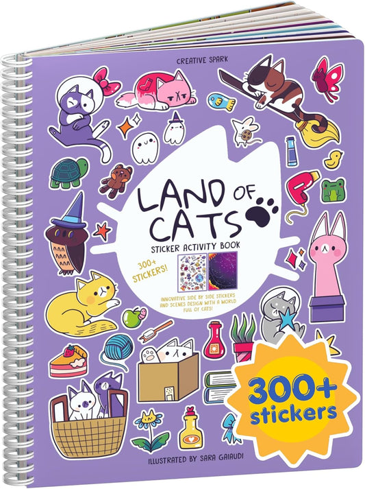 500+ Cat Sticker Book with 8 Coloring Pages (Ages 2 -8 Years)