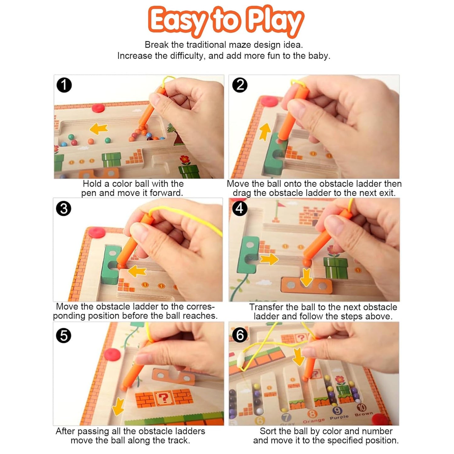 Wooden Magnetic Skill Development Board (Age 3+)