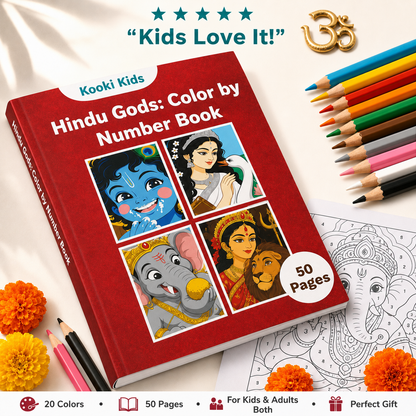 Hindu Gods: A Color by Number Book (50 Pages)