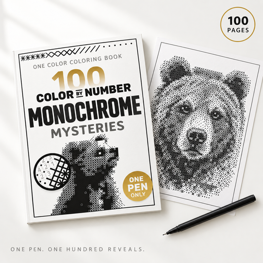 100 Color by Number Monochrome Mysteries