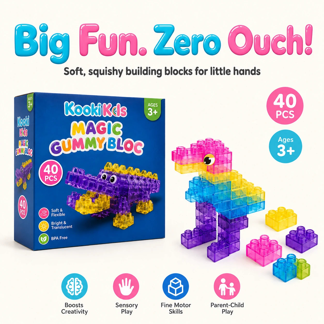 KookiKids SquishCraft – Squishy Stacking Toy That Builds Focus & Creativity