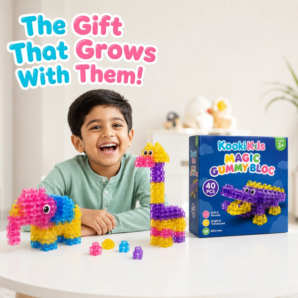 KookiKids SquishCraft – Squishy Stacking Toy That Builds Focus & Creativity