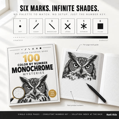 100 Color by Number Monochrome Mysteries