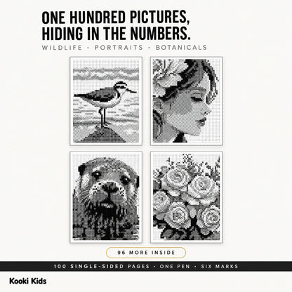 100 Color by Number Monochrome Mysteries