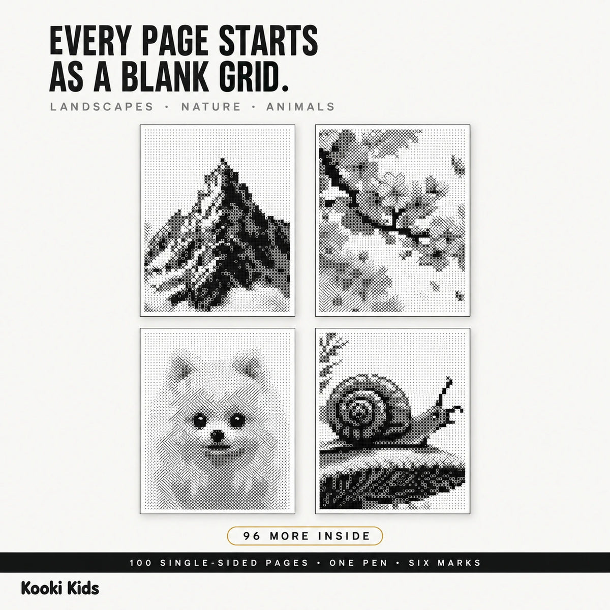 100 Color by Number Monochrome Mysteries