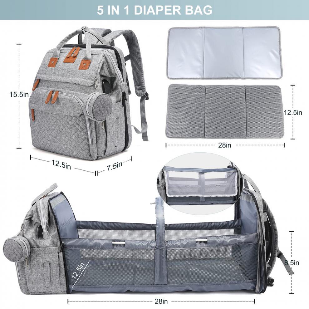 Diaper Changing Backpack with Multi-Pocket Storage