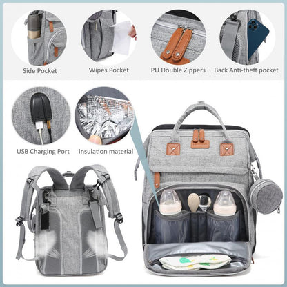 Diaper Changing Backpack with Multi-Pocket Storage