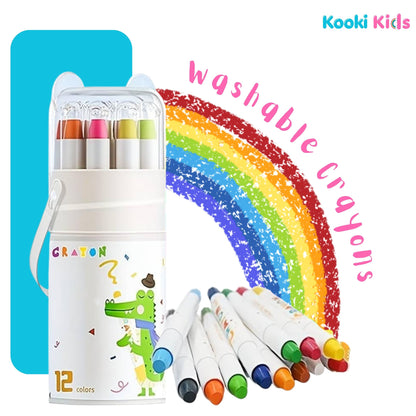 12 Color Twist Crayons for Toddlers (Non-Toxic, Washable)