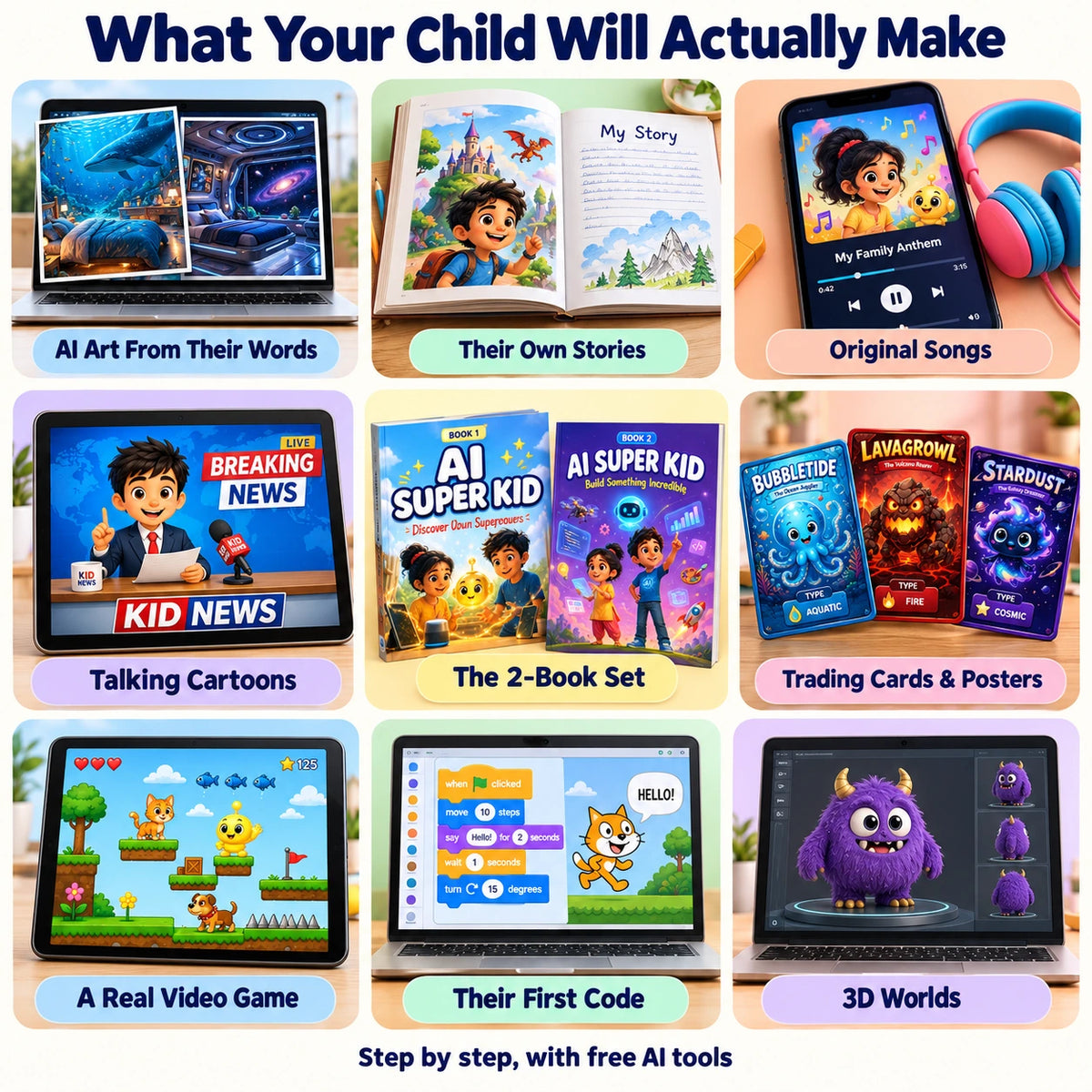 Teach Your Child to Build With AI, Pack of 2 books ( Part 1 & 2 )( Ages 8 - 15 )
