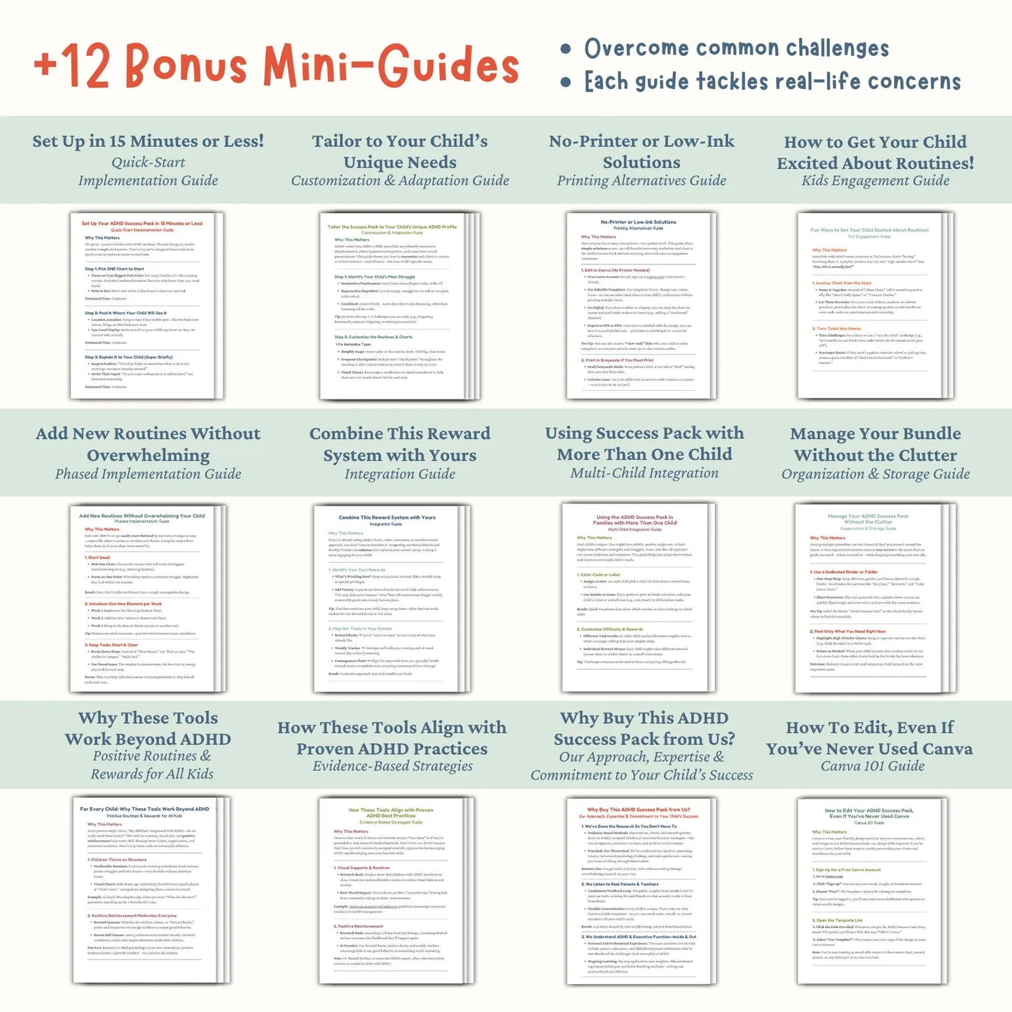 Children ADHD Printables ( 30+ Worksheets and 12 Mini Guides )