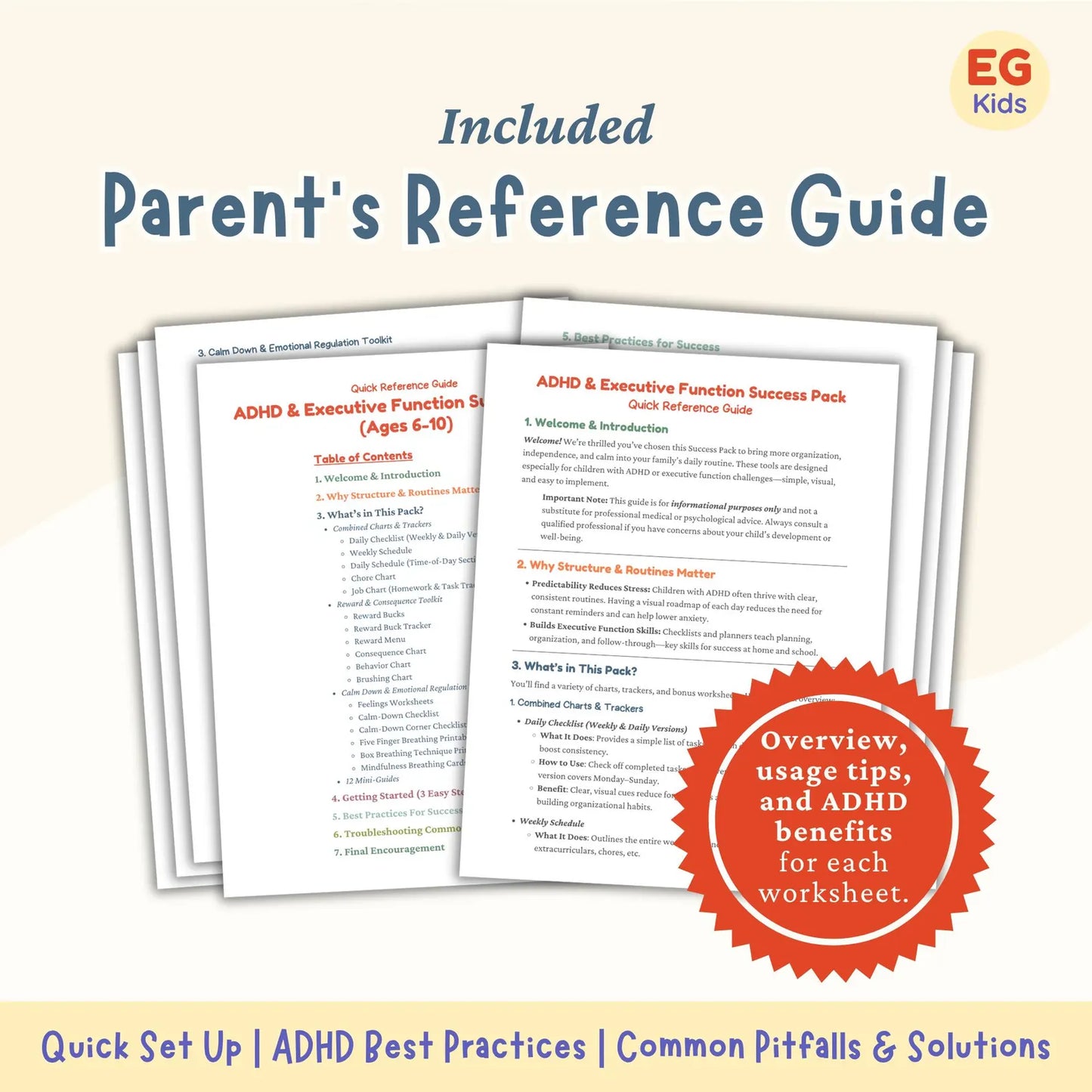 Children ADHD Printables ( 30+ Worksheets and 12 Mini Guides )